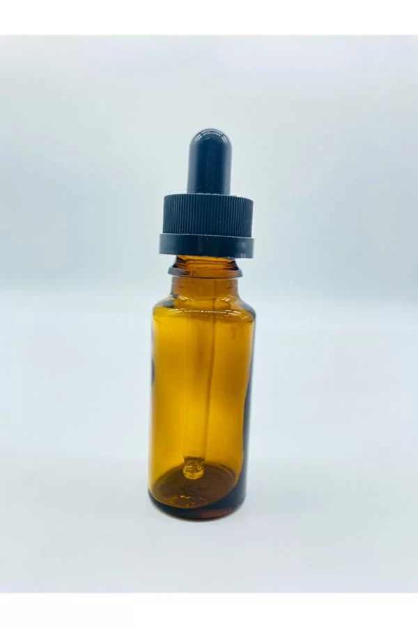 20ml Cam Amber Şişe Siyah Çocuk Kilit Kapak Top Uç Cam Damlalıklı 10 Adet